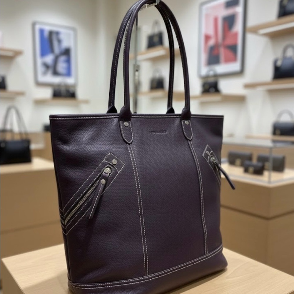 Elegant Purple Leather Longchamp Bag